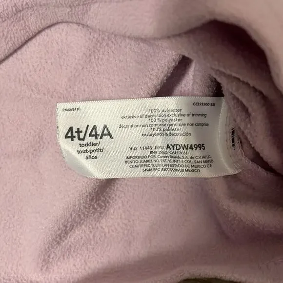 Carter’s Fleece PJ Sleep Top 4/4T - Picture 4 of 6